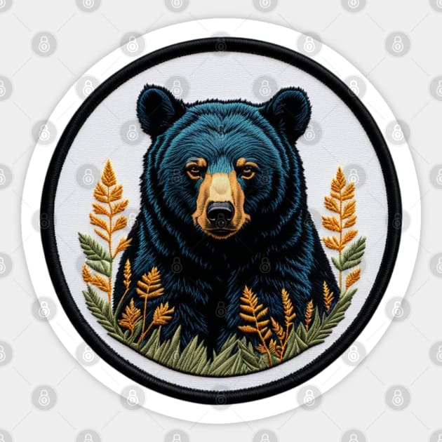 Black Bear Embroidered Patch Sticker by Xie